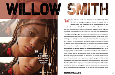 magazine spread of Willow Smith